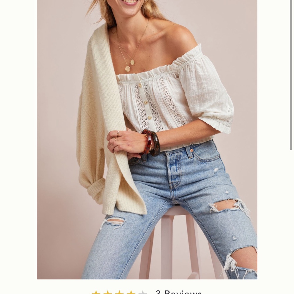 Anthropology white off the shoulder top